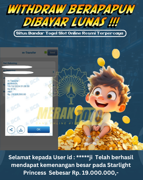 Selamat kepada User id : *****ji  Telah berhasil mendapat kemenangan besar pada Starlight Princess  Sebesar Rp. 19.000.000,-